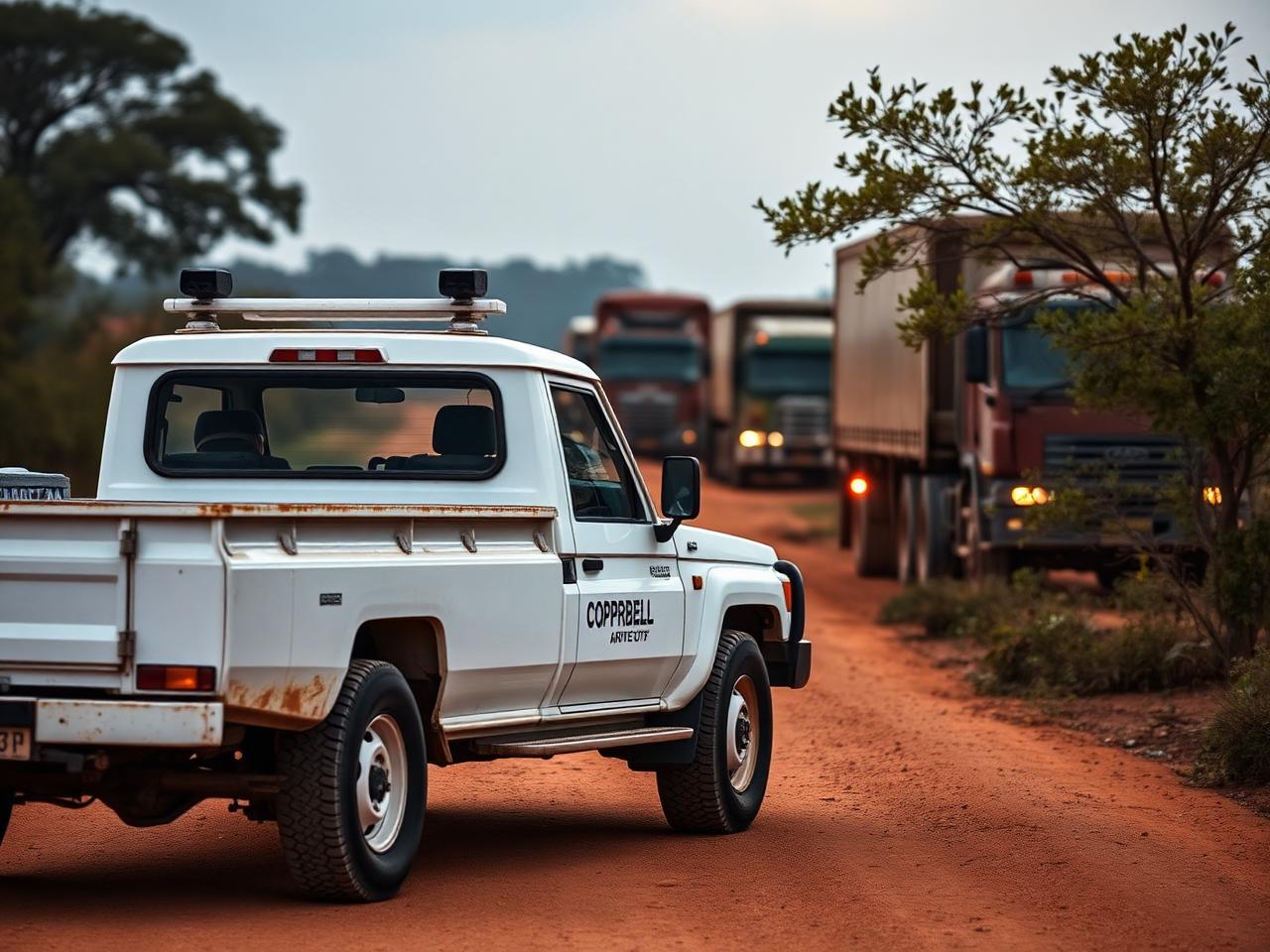 Eagle Star Group convoy command vehicle at a Copperbelt corridor holding point